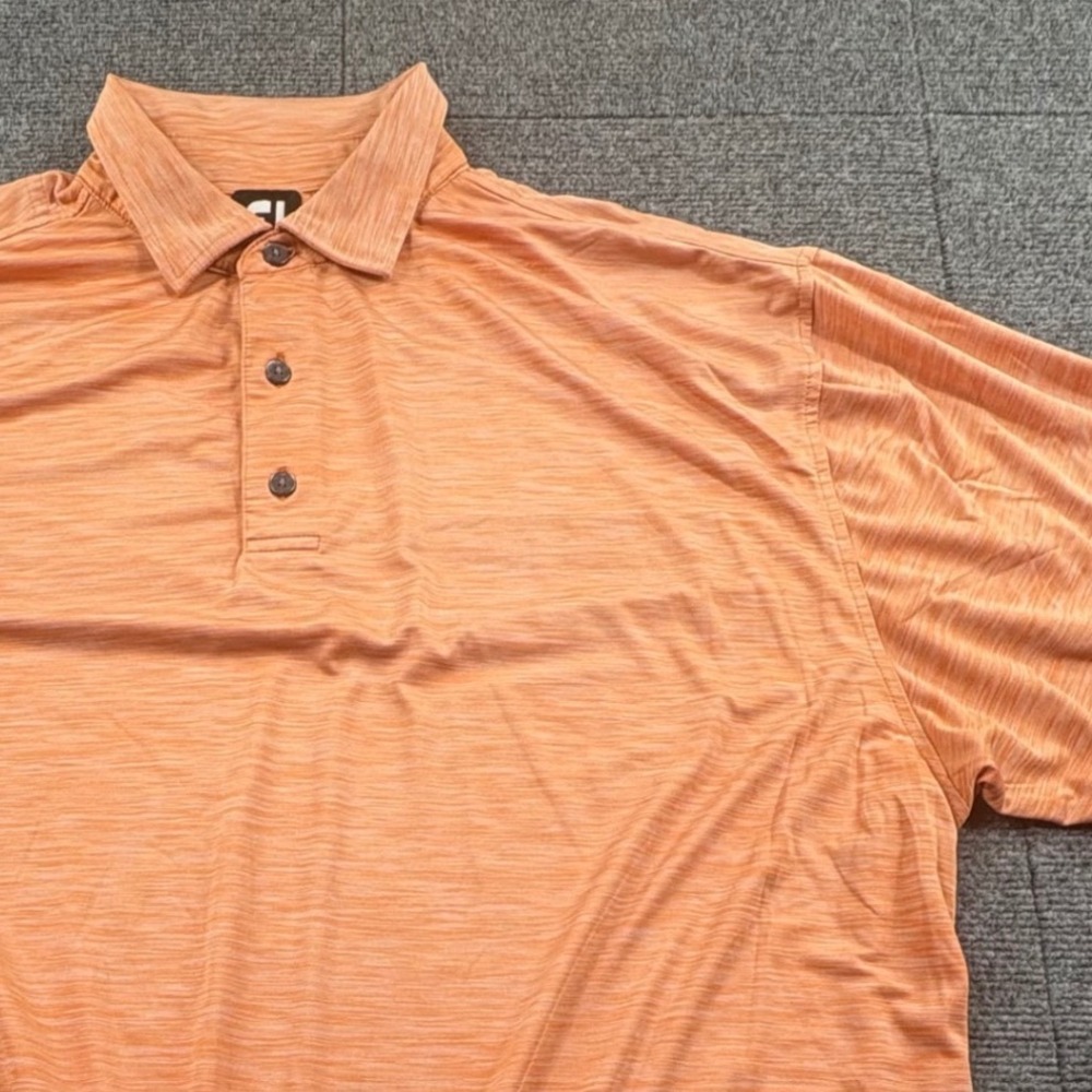 FootJoy Golf Polo Shirt Mens XL Orange Space Dye ProDry Short Sleeve Athletic